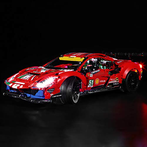 LMTIC Technic Ferrari 488 GTE - Kit de iluminación LED para bloques de construcción (51 pulgadas) compatible con Lego 42125 (no incluye los juegos de Lego)