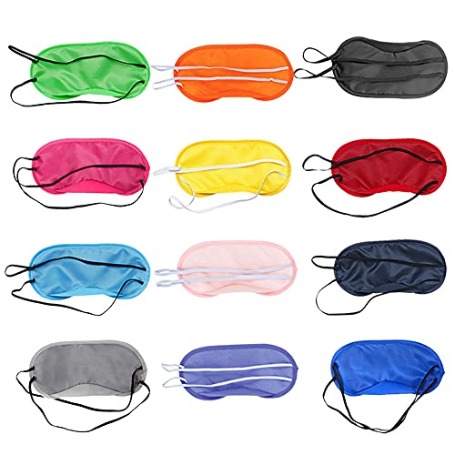 Lowats 24 Piezas Antifaces para Dormir Antifaz para Dormir Antifaces Multicolor para Dormir Cubierta de Ojo de Viaje con Almohadilla de Nariz y Correa Elástica para Mujeres Hombres 12 Colores