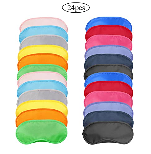 Lowats 24 Piezas Antifaces para Dormir Antifaz para Dormir Antifaces Multicolor para Dormir Cubierta de Ojo de Viaje con Almohadilla de Nariz y Correa Elástica para Mujeres Hombres 12 Colores