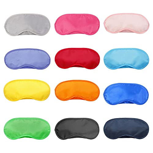 Lowats 24 Piezas Antifaces para Dormir Antifaz para Dormir Antifaces Multicolor para Dormir Cubierta de Ojo de Viaje con Almohadilla de Nariz y Correa Elástica para Mujeres Hombres 12 Colores