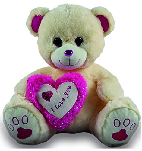 LOYFER Oso de Peluche para Bebe . Oso Corazon Rosa con Frase de Amor de 45cm Dia de los Enamorados