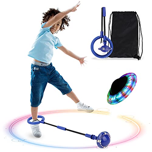 LQKYWNA Pelota De Tobillo, Pelota De Salto De Pie, Pelota De Salto De Tobillo Plegable con Bolsa De Almacenamiento Anillo De Salto De Flash Deportivo, Cuerda De Salto De Fitness para Adultos Y Niños