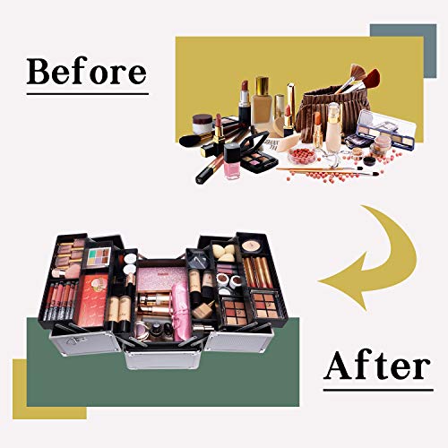 Maletin Maquillaje Profesional Estuche Maquillaje Neceser Maquillaje Joyero Organizador Mujer Maletin de Manicura Peluqueria Caja Maquillaje Cosméticos de Viaje con Correa para el Hombro Blanco