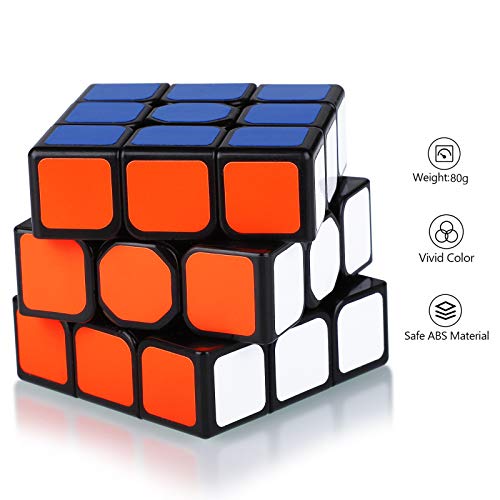 Maomaoyu Cubo Magico de la Velocidad Set, Cubo 3x3 ,Caja de Regalo de 2 Piezas Set Negro