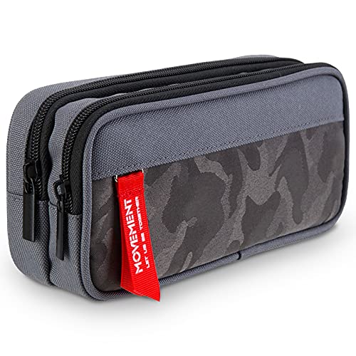 Maomaoyu Grandes Capacidad Estuches Escolares Triple con Tres Cremalleras, Estuche Lapices de Colores para Niñas y Niño (Gris 01)