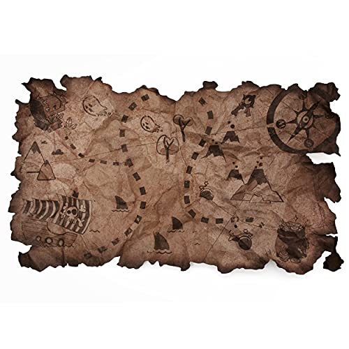 Mapa del Tesoro capitán de la Fiesta Pirata Bordes Rasgados Vintage Mapa náutico Antiguo para niños Disfraz de Pirata decoración de Mesa Pared 1 Pieza