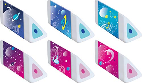 Maped Goma de borrar ergonómica y eficiente, Triangular, Cosmic Kids – 3 Unidades – Azul y Rosa (119512)