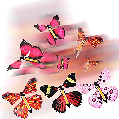 Mariposa Voladora,12 Piezas de Mariposa Voladora Mágica, Banda de Goma Mariposa,Regalo Sorpresa de Mariposa,Adecuado para Regalos de Cumpleaños, Educación Infantil, Regalos Sorpresa (Color Aleatorio)