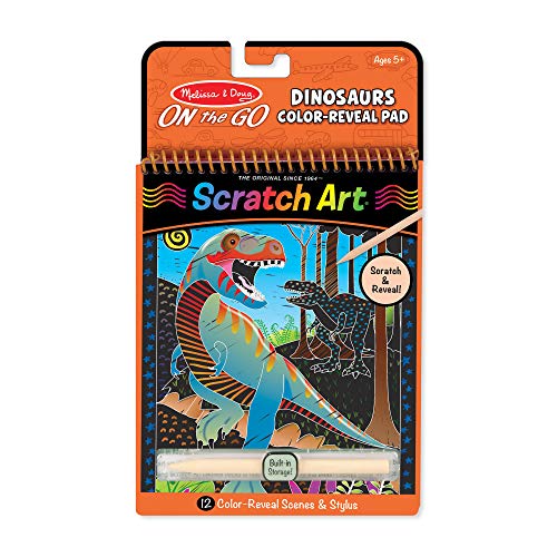 Melissa & Doug Scratch Art-Dinosaur Libros de Actividades 3+ Regalo para niño o niña