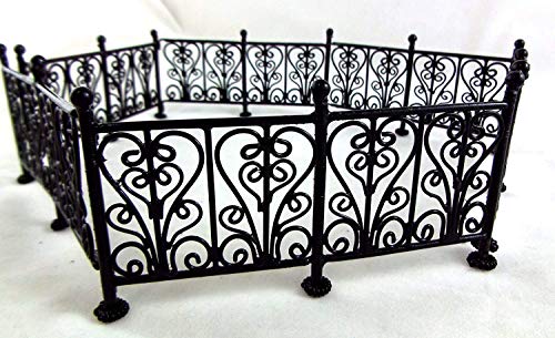 Melody Jane Miniatura para Casa de Muñecas Muebles de Jardín Hierro Forjado Negro Valla Barandillas