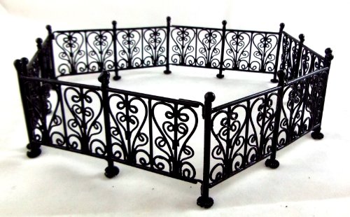 Melody Jane Miniatura para Casa de Muñecas Muebles de Jardín Hierro Forjado Negro Valla Barandillas