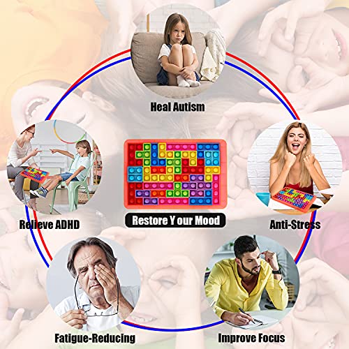 MILESTAR Big Pop it Puzzle Game Fidget Jigsaw Toys Tetris Popper Tablero de ajedrez Push Bubble Silicona Sensorial Fidget Toy Juguetes para Padres e Hijos, Juguetes con Amigos para aliviar la presión