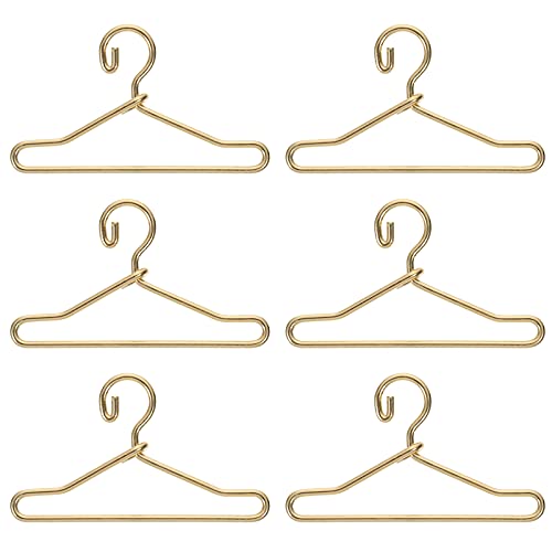 Milisten Juego de 50 perchas para muñecas de metal, para colgar ropa, en miniatura, perchas, juguetes para decoración de la casa de muñecas (dorado)