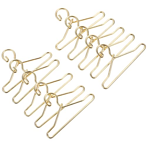 Milisten Juego de 50 perchas para muñecas de metal, para colgar ropa, en miniatura, perchas, juguetes para decoración de la casa de muñecas (dorado)