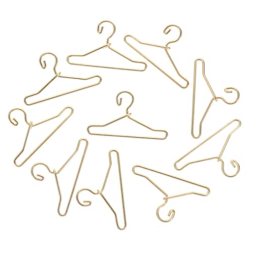 Milisten Juego de 50 perchas para muñecas de metal, para colgar ropa, en miniatura, perchas, juguetes para decoración de la casa de muñecas (dorado)