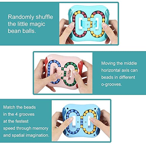 Milu deer Girar Bean Cube Toys Toys Dentimpression Rotar Pequeñas Cuentas for niños y Adultos, Rompecabezas Juguete Educativo Ansiedad Fidget Toys Fidget Stress (Color : Lake Blue)