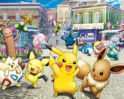Mini Rompecabezas en Miniatura de 1000 Piezas para Adultos Familia Pokemon Cartón Puzzle Brain Ejercicio Desafío Juego de Alta dificultad Regalo para niños Niños 38 * 26cm