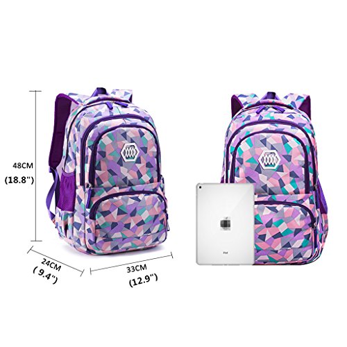 Mochila Colegio Adolescente,Mochila Escolares Juveniles Mochilas Escolares niña Mochilas de Marcha (Púrpura)