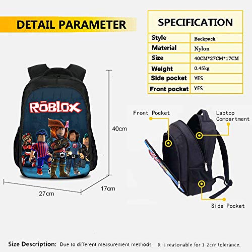 Mochila Roblox con lonchera y Estuche para lápices, Mochila para Estudiantes Mochila para portátil Mochila para computadora Bolsa de Viaje para niños Niños Niñas Adolescentes (Color 2)