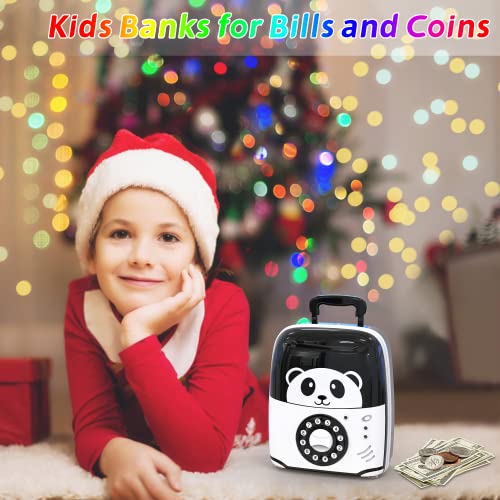 MOMMED Hucha Infantiles, Hucha Cajero Automatico con monedas y billetes, Hucha Panda con contraseña, Saving Bank, Hucha Electronica como regalo de cumpleaños, Navidad, año nuevo