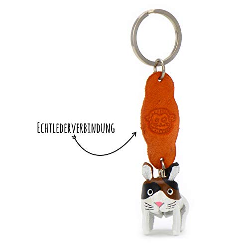 Monkimau Llavero para hombre con figura de gato de piel