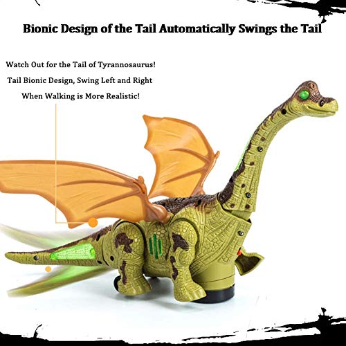 Mopoq Dinosaurio eléctrica, realista Caminar enciende for arriba del dinosaurio juguete educativo lindo Roaring Electric Sound juguete cognoscitivo largo de cuello del dragón for los muchachos 35x21CM