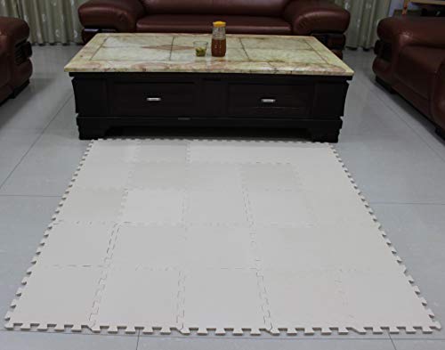 MQIAOHAM Esterilla Puzzle de Fitness-25 losas de EVA Espuma Alfombrilla Protectora Protección para el Suelo para máquinas de Deporte y gimnasios sobre el Piso Fácil de Limpiar Beige CDW110G301025