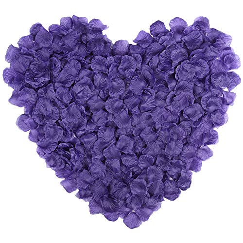 Naler 2000 Piezas de pétalos de Rosa Artificiales, pétalos de Flores Falsos de Seda para la decoración de Cosplay, Halloween, Navidad, Favor de la Boda, Confeti, dispersión de Mesa, púrpura
