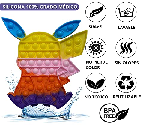 NF ROADTOLOVE Pop it Fidget Toy , Juguete Sensorial Antiestres para Niños y Adultos , Bubble Push Pop , Juguetes de Explotar Burbujas para Aliviar Ansiedad y Estrés , Pop it Pikachu