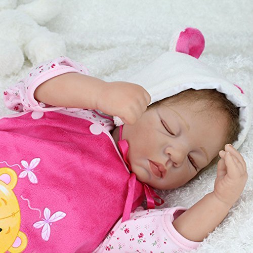 Nicery 22inch Renacido de la muñeca de Silicona Suave Vinilo 55cm Realista Muchacha del Muchacho de Juguete de Color Rosa Dormir Ojos Cierre del Oso Reborn Doll A3ES