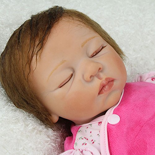 Nicery 22inch Renacido de la muñeca de Silicona Suave Vinilo 55cm Realista Muchacha del Muchacho de Juguete de Color Rosa Dormir Ojos Cierre del Oso Reborn Doll A3ES
