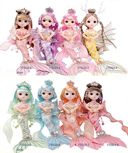 Niña Muñeca Sirena Juguete Princesa Jugar A La Casa Linda De Vinilo Vestido Accesorios 30 CENTIMETROS Muñeca BDJ Bricolaje Regalos para Niños Navidad Cumpleaños Festival,Arlene