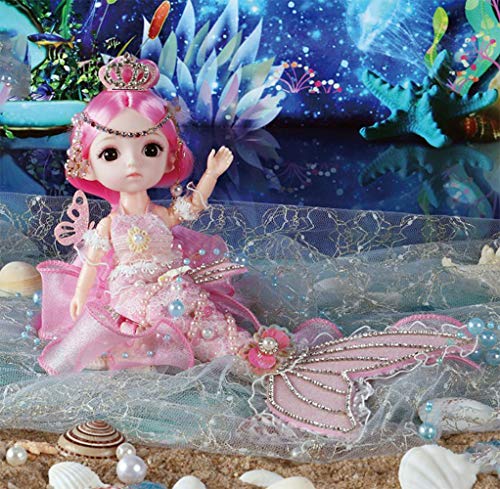 Niña Muñeca Sirena Juguete Princesa Jugar A La Casa Linda De Vinilo Vestido Accesorios 30 CENTIMETROS Muñeca BDJ Bricolaje Regalos para Niños Navidad Cumpleaños Festival,Arlene