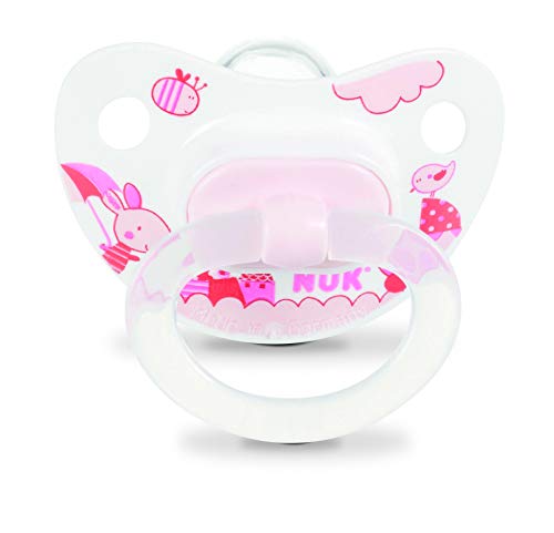 NUK – Chupetes y anillos de dentición – 2 chupetes de silicona – 6/18 meses – Tamaño 2 – Surtido