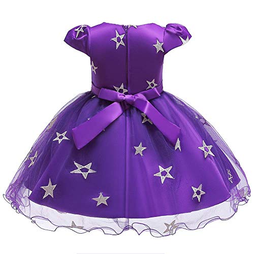 OBEEII Disfraz Bruja de Halloween para Bebé Niñas Estrelle Princesa Vestido con Sombrero Bruja 2Piezas Outfit Morado 5-6 Años