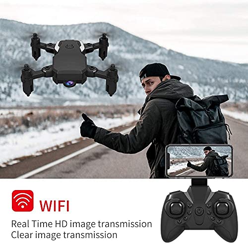 OBEST Mini Drones con Cámara 1080P HD, RC Quadcopter Plegable por App o 2.4GHz Control Remot, Giro de 360 °, Sigue la Trayectoria de Vuelo, 2 Baterías, Regalos de Juguetes para Niños, Negro