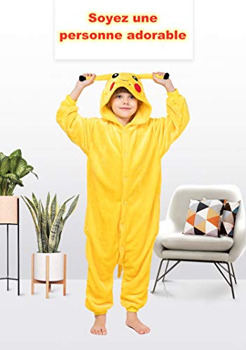 Onesie Pijamas Mujeres Ropa de Dormir Cálida Ropa para el Hogar Punto Animal Traje de Cosplay Cartoon Atuendo Playsuit Pijama de Franela Mono Ropa de Casa unisex Amarillo 130