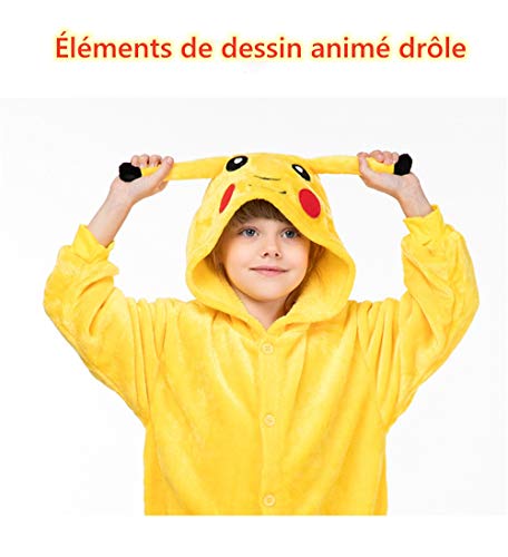 Onesie Pijamas Mujeres Ropa de Dormir Cálida Ropa para el Hogar Punto Animal Traje de Cosplay Cartoon Atuendo Playsuit Pijama de Franela Mono Ropa de Casa unisex Amarillo 130