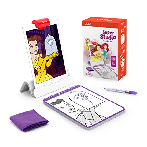 Osmo-Super Studio Princess Starter Kit Ages 5 Aprende a dibujar tus princesas de Disney favoritas y mira cómo cobran vida con la base del iPad incluida, a partir de 6 a 10 años, multicolor (901-00042)