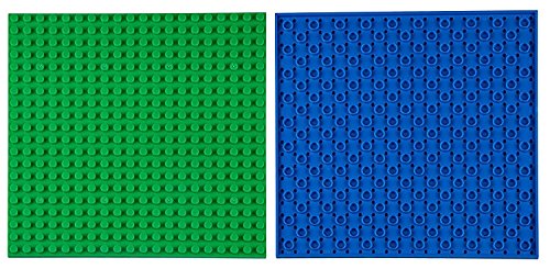 Pack de 6 Bases con Ladrillos separadores 2 x 2 - Construcción en Forma de Torre - Compatible con Todas Las Marcas - 15,24 x 15,24 cm - Azul, Verde, Gris