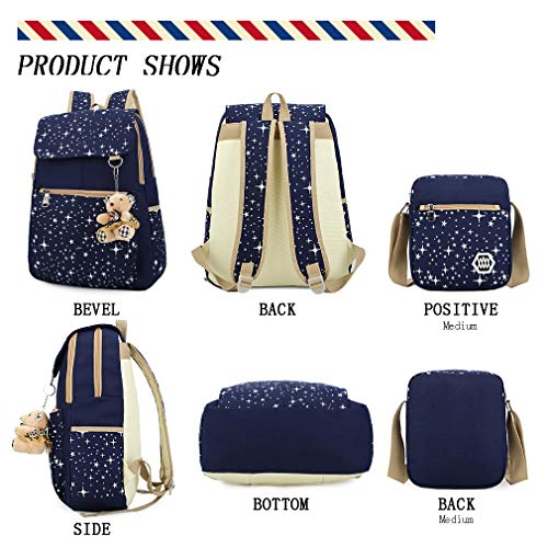Pahajim, 3 Piezas, Conjunto de Mochila Escolar para Mochila de Lona, Mochila Escolar para niñas, niños, Adolescentes, Mochilas Escolares de Moda Informal, Conjuntos de Bolsas, Mochilas de Lona