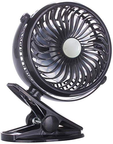 PANXIA Ventilador De Clip Negro Ventilador De Escritorio Portátil con Batería Recargable USB para Cochecito De Bebé
