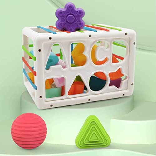 Papelera de colores y bloques sensoriales Juguetes de aprendizaje de formas sensoriales Juguetes clasificadores de formas para bebés Recipiente sensorial para bebés para niñas y niños de un año Ganmek