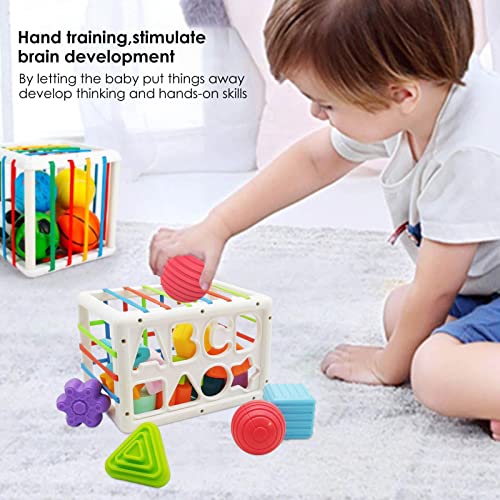 Papelera de colores y bloques sensoriales Juguetes de aprendizaje de formas sensoriales Juguetes clasificadores de formas para bebés Recipiente sensorial para bebés para niñas y niños de un año Ganmek