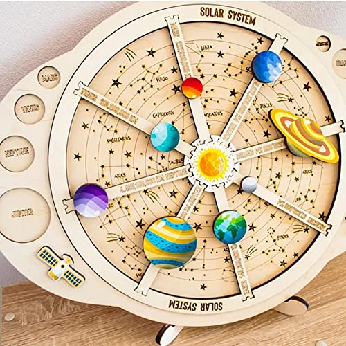 Paradesour Puzzle Espacial con Planetas extraíbles Tablero Modelo de Sistema Solar Duradero Juego Educativo Stem para Amantes de la astronomía Brain Teaser Montessori Toy Patrones vívidos Regalo