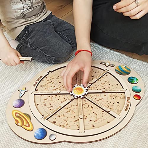 Paradesour Puzzle Espacial con Planetas extraíbles Tablero Modelo de Sistema Solar Duradero Juego Educativo Stem para Amantes de la astronomía Brain Teaser Montessori Toy Patrones vívidos Regalo