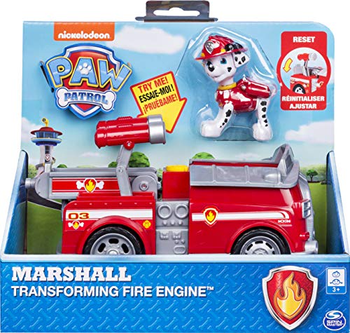 PAW Patrol Camión de Bomberos transformadora de Marshall con cañones de Agua desplegables para Edades de 3 y más