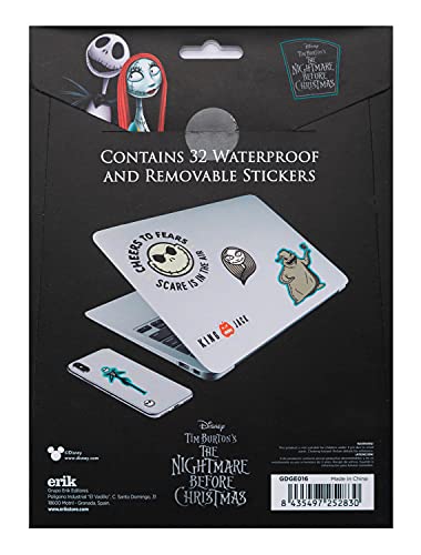 Pegatinas Pesadilla antes de Navidad impermeables y reutilizables. Paquete de pegatinas: 32 stickers Disney, optimas pegatinas para móvil, ordenador, tablet, etiqueta para botellas