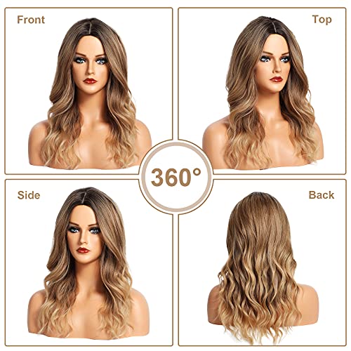 Pelucas para Mujer Rizada Largas Rubia Degradado Pelo Natural Sintéticas De Aspecto Natural Resistente Al Calor Onduladas Postizos para Cosplay Disfraces Fiesta Diaria Halloween 20 Pulgadas