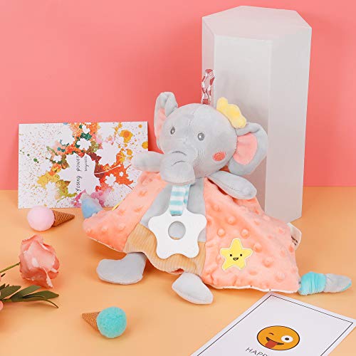 Peluche Manta Bebé - Doudou Elefante - Naranja - 30cm - Regalo de nacimiento